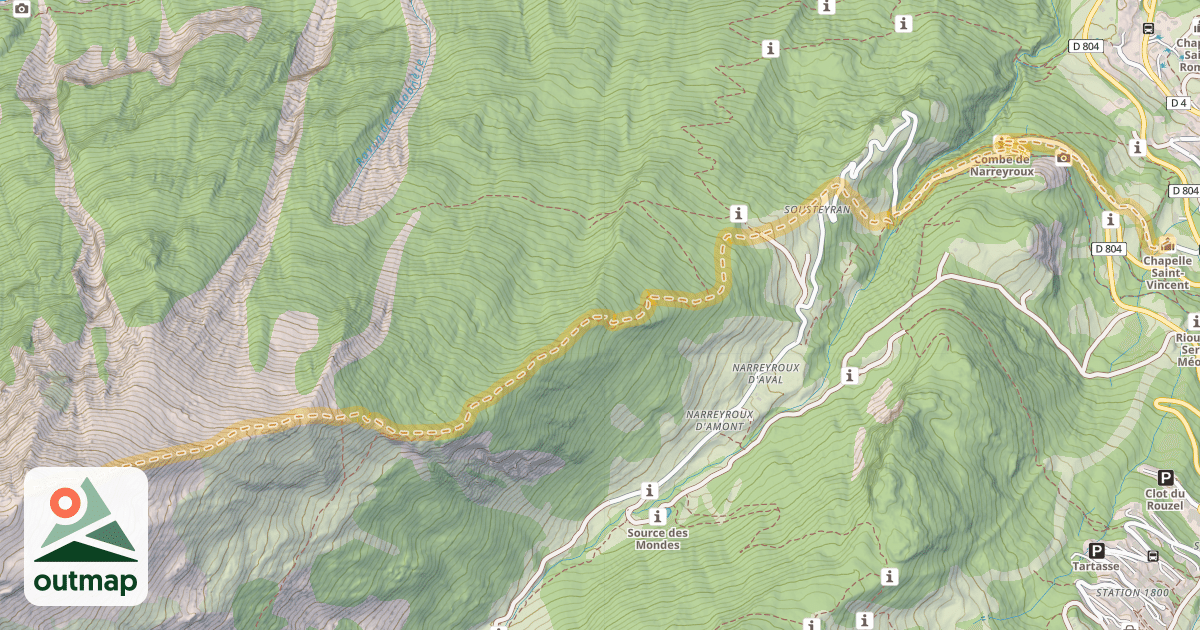 Map of Crête de Reychard — Chapelle Saint-Vincent