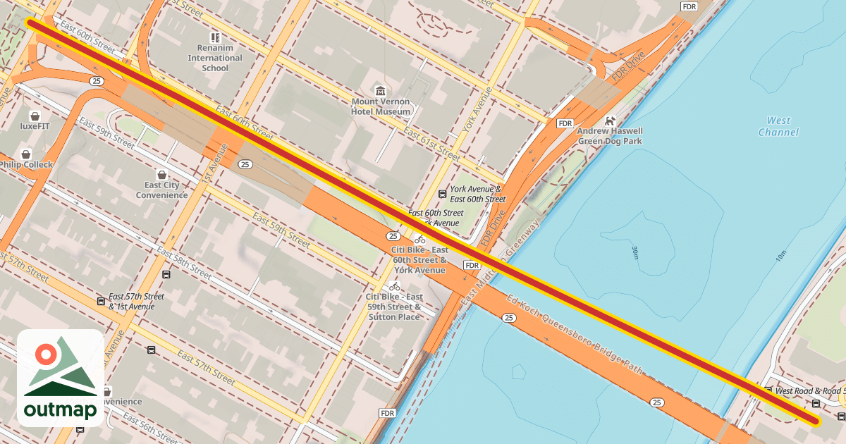 Map of Roosevelt Island Tramway