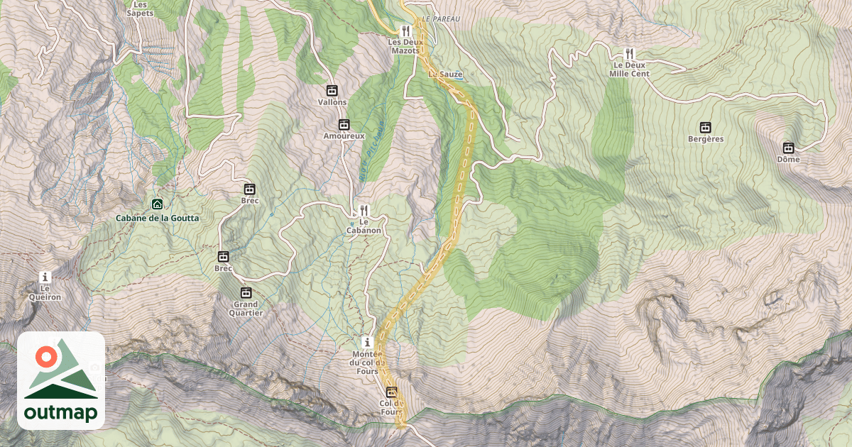 Map of Col de Fours — Super-Sauze