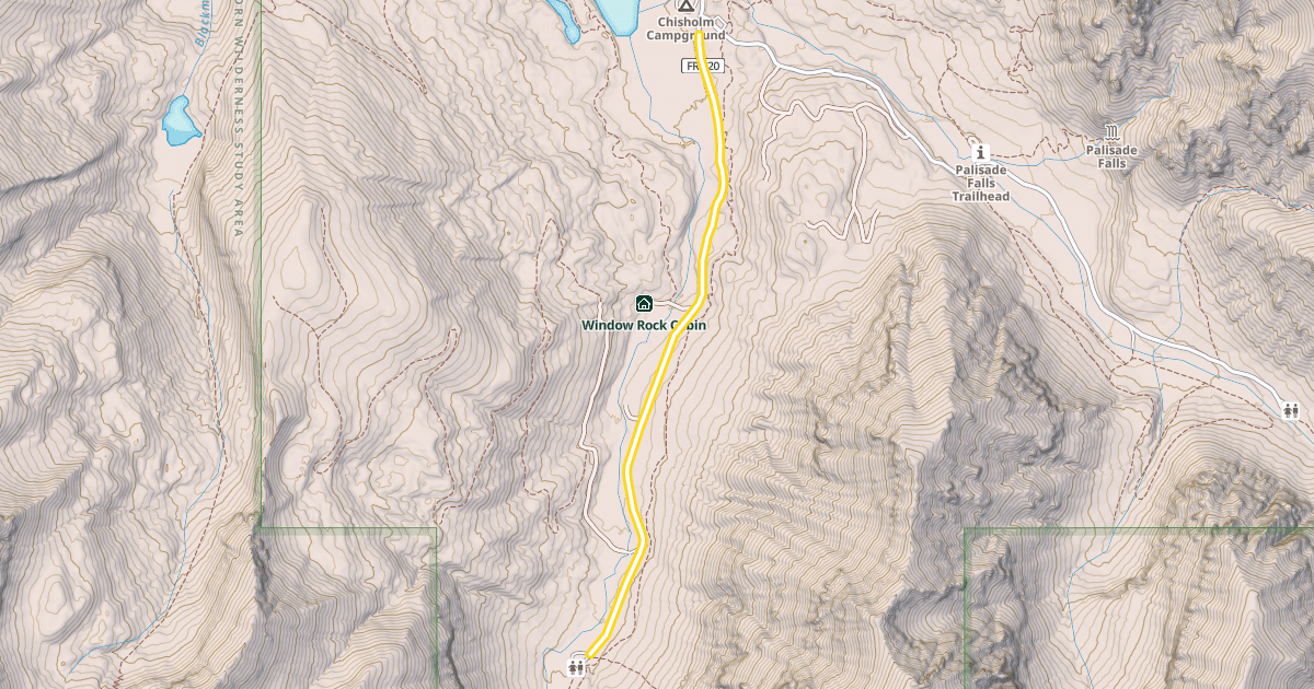 Map preview of Hyalite Canyon Road