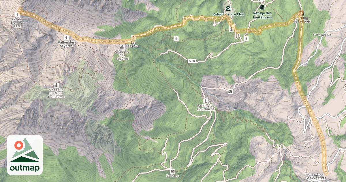 Map of Col de Tempa-Latz — Château-de-Caléyère
