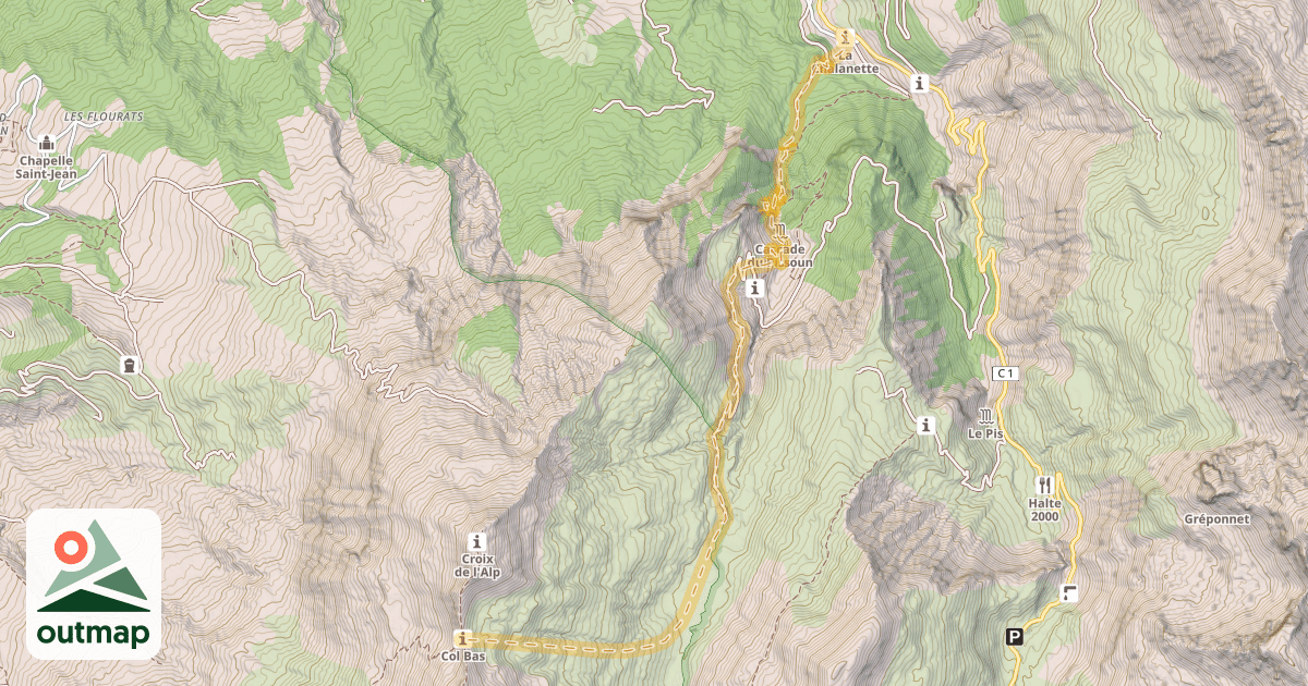 Map of Col Bas — Chalanette