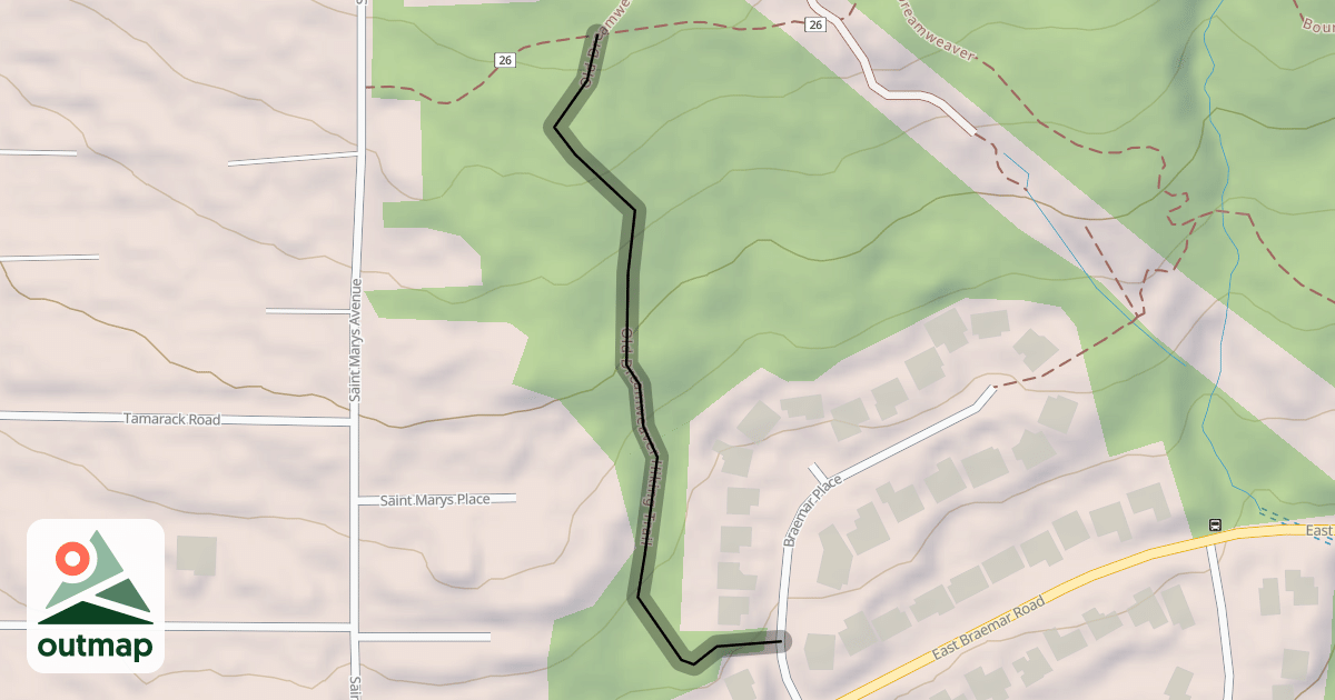 Map of Old Dreamweaver Hiking Trail
