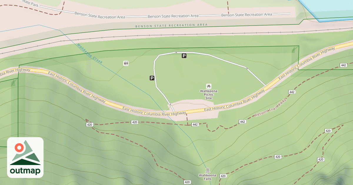 Map of WAHKEENA FALLS