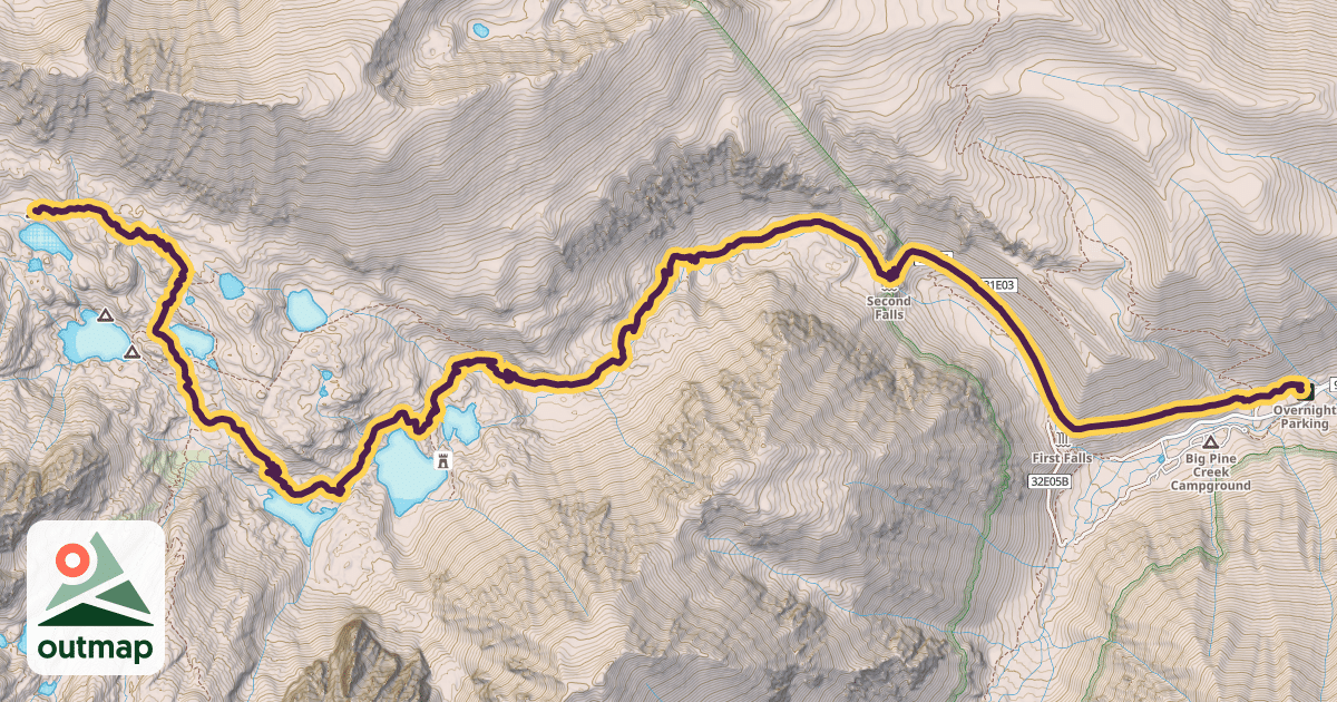 Map of North Fork Big Pine Creek Trail