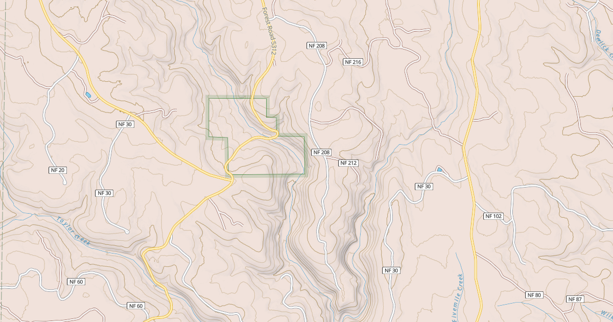 Map preview of USFS Motor Vehicle Use Map Roads {1657E600-AA4C-4A3B-B5E4-C687B7E4E29C}