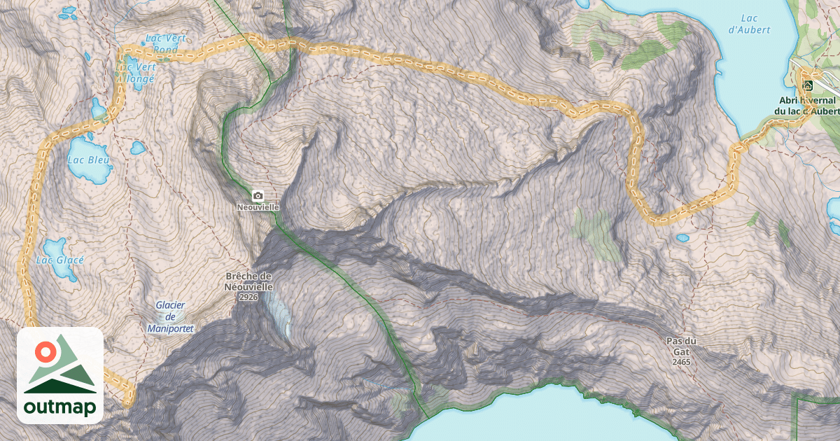 Map of Turon de Néouvielle — Lac d'Aubert
