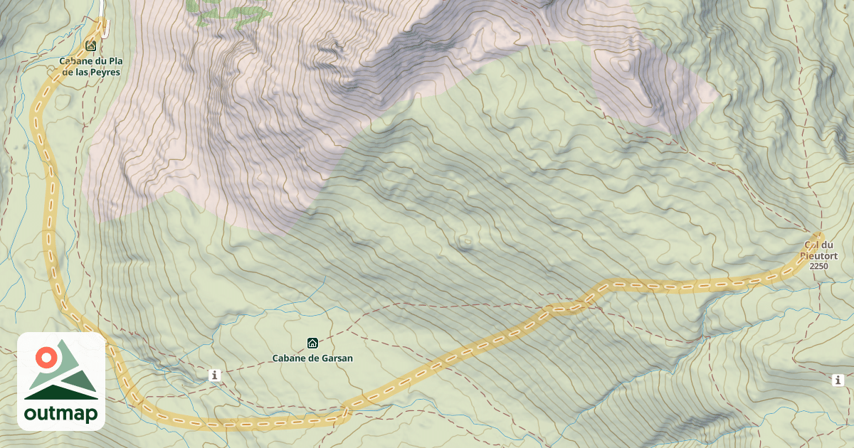 Map of Col du Riutort — Pla des Peyres