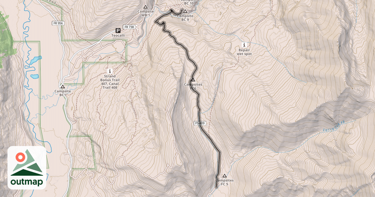 Map of Farris Creek Trail 409