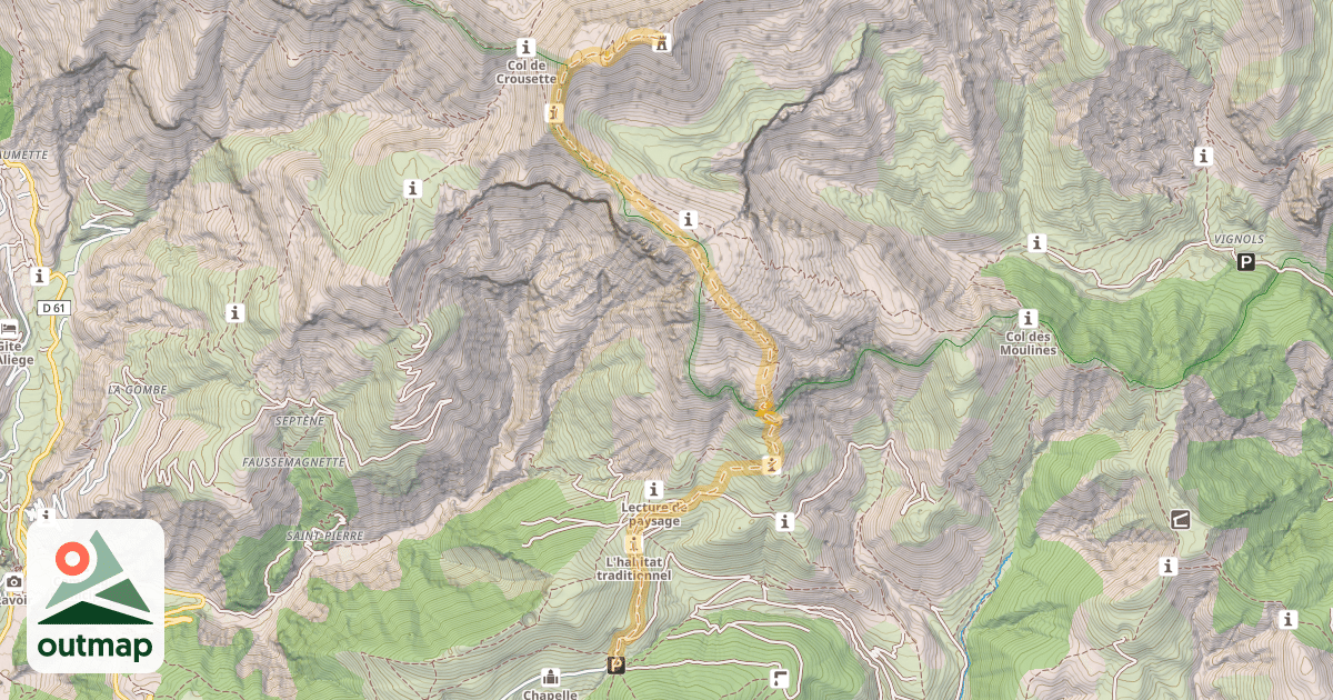 Map of Le Petit Mounier — Col de l'Espaule