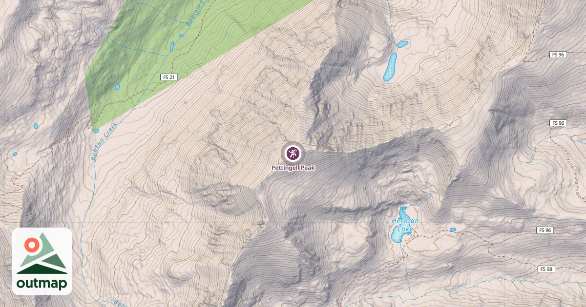 Map of Pettingell Peak