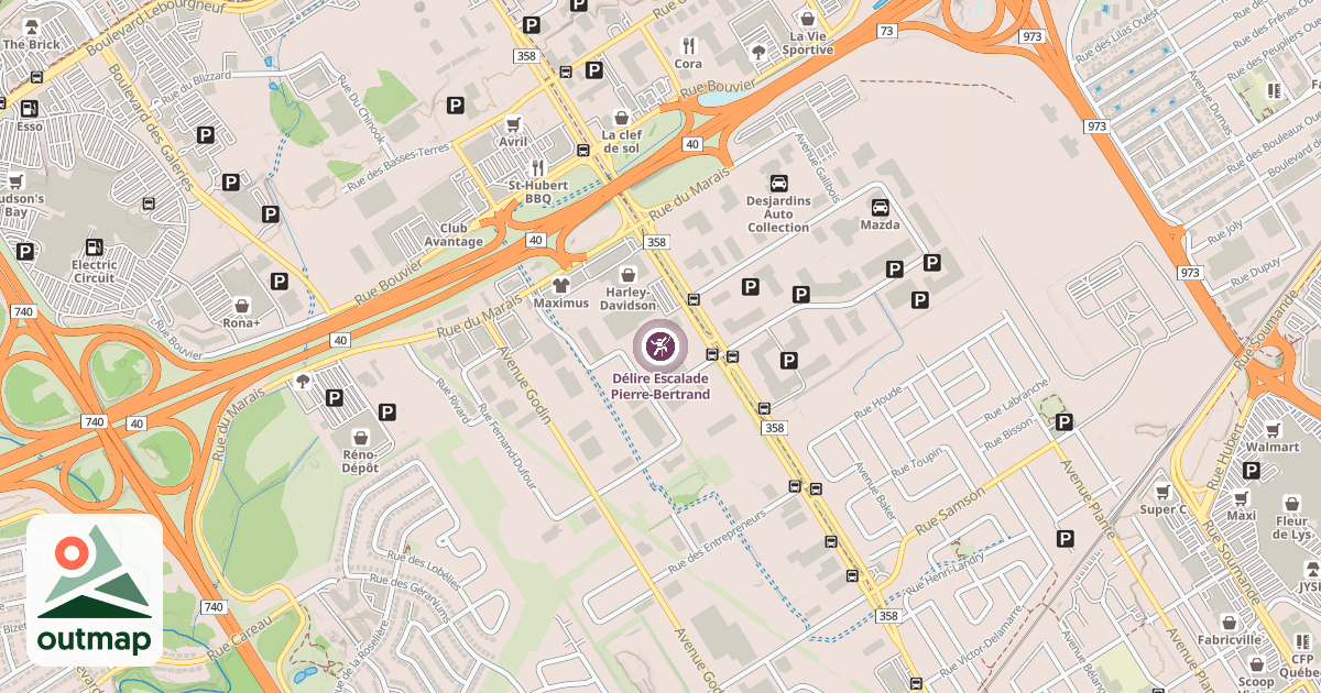 Map of Délire Escalade Pierre-Bertrand
