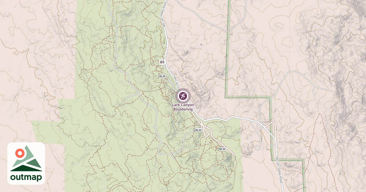 Map of Lark Canyon Bouldering