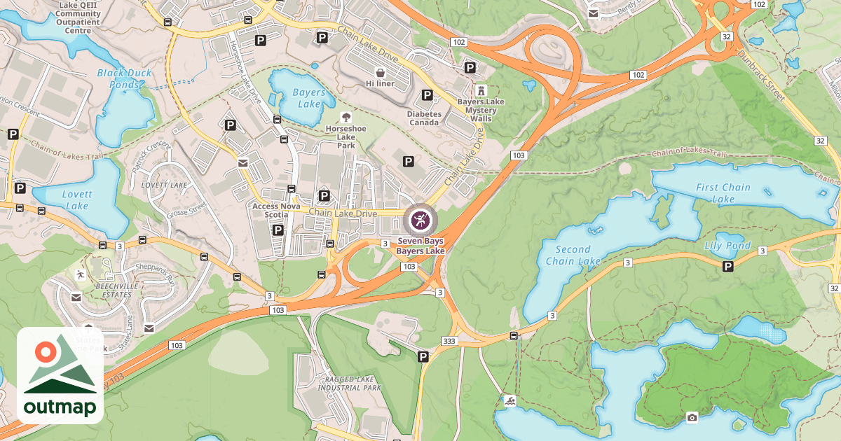 Map of Seven Bays Bayers Lake