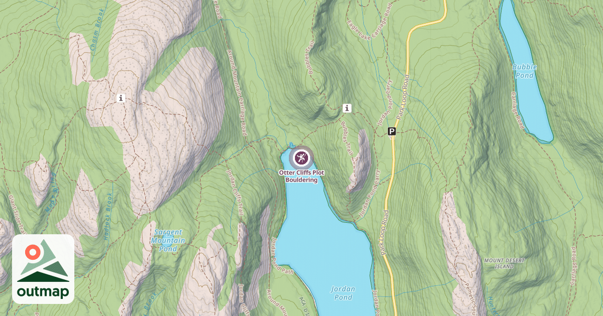 Map of Otter Cliffs Plot Bouldering