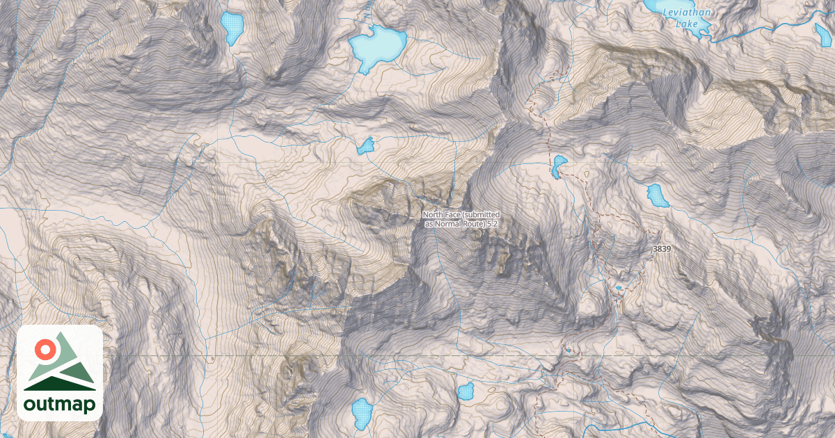 Map of North Face (submitted as Normal Route)