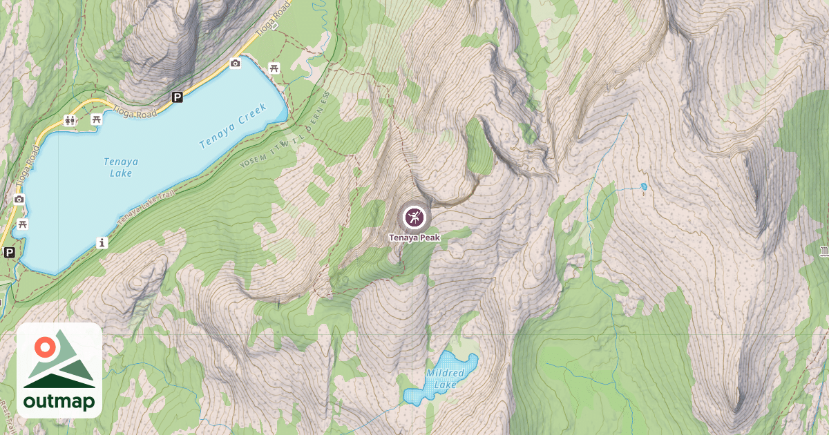 Map of Tenaya Peak