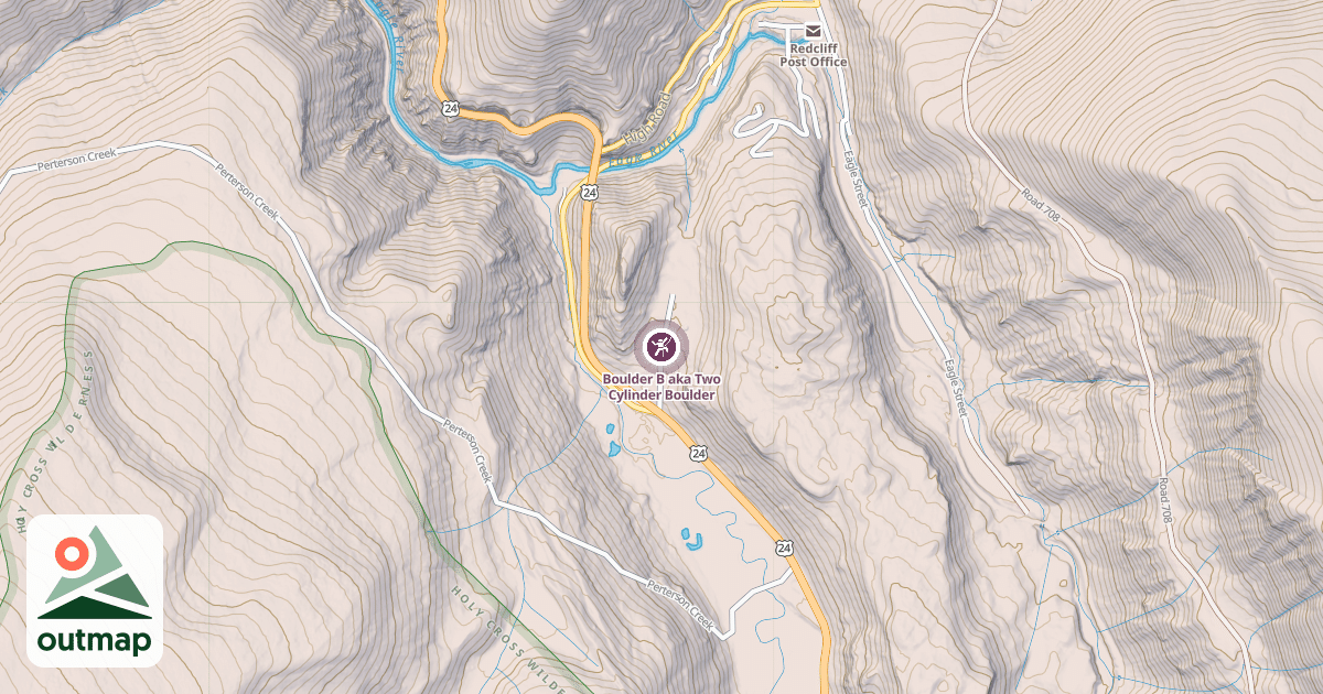 Map of Boulder B aka Two Cylinder Boulder