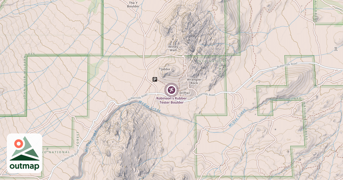 Map of Robinson's Rubber Tester Boulder