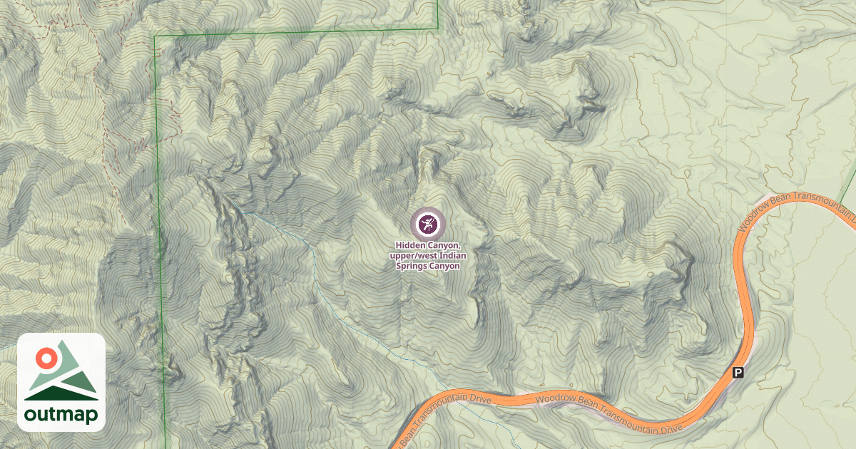 Map of Hidden Canyon, upper/west Indian Springs Canyon