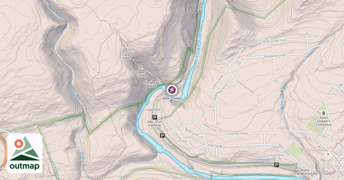 Map of Glen Onoko