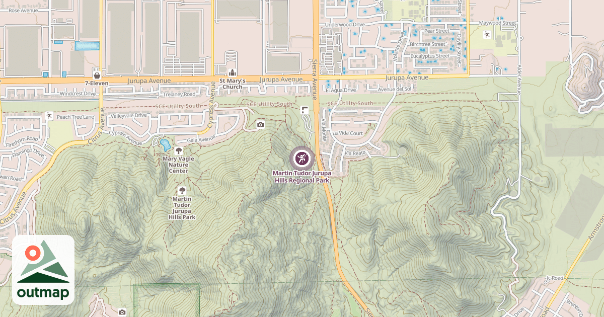 Map of Martin Tudor Jurupa Hills Regional Park
