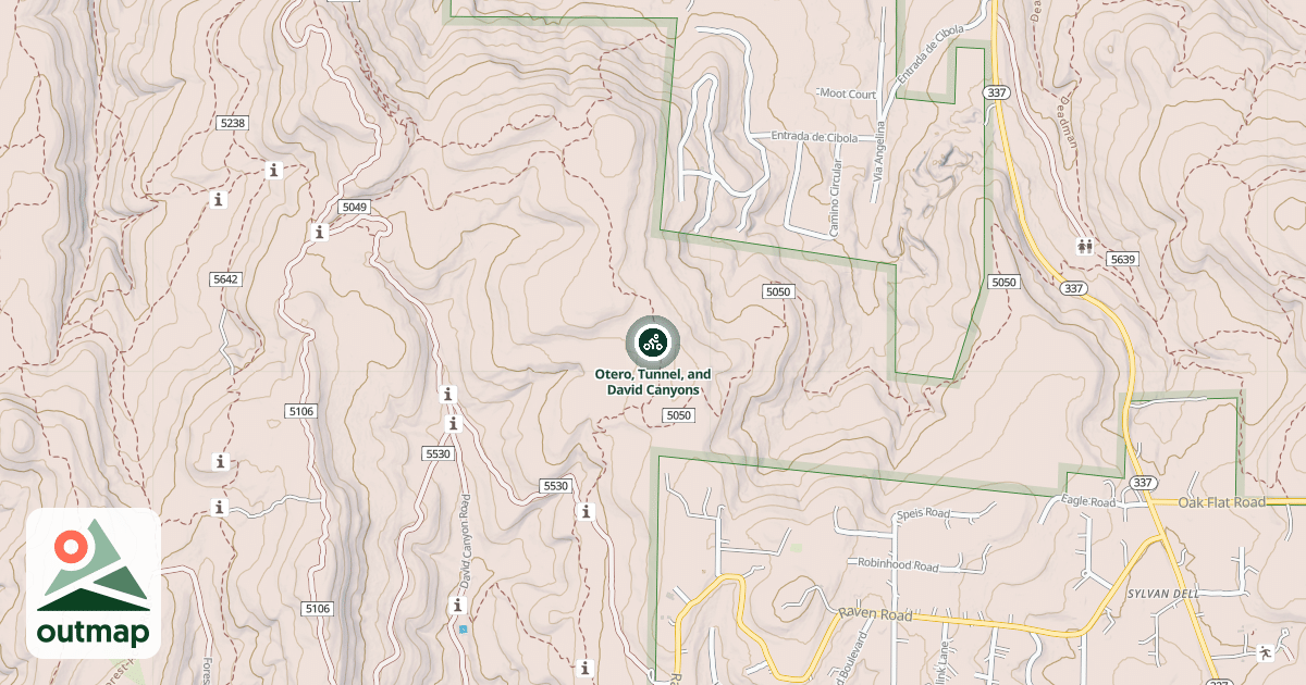 Map of Otero, Tunnel, and David Canyons