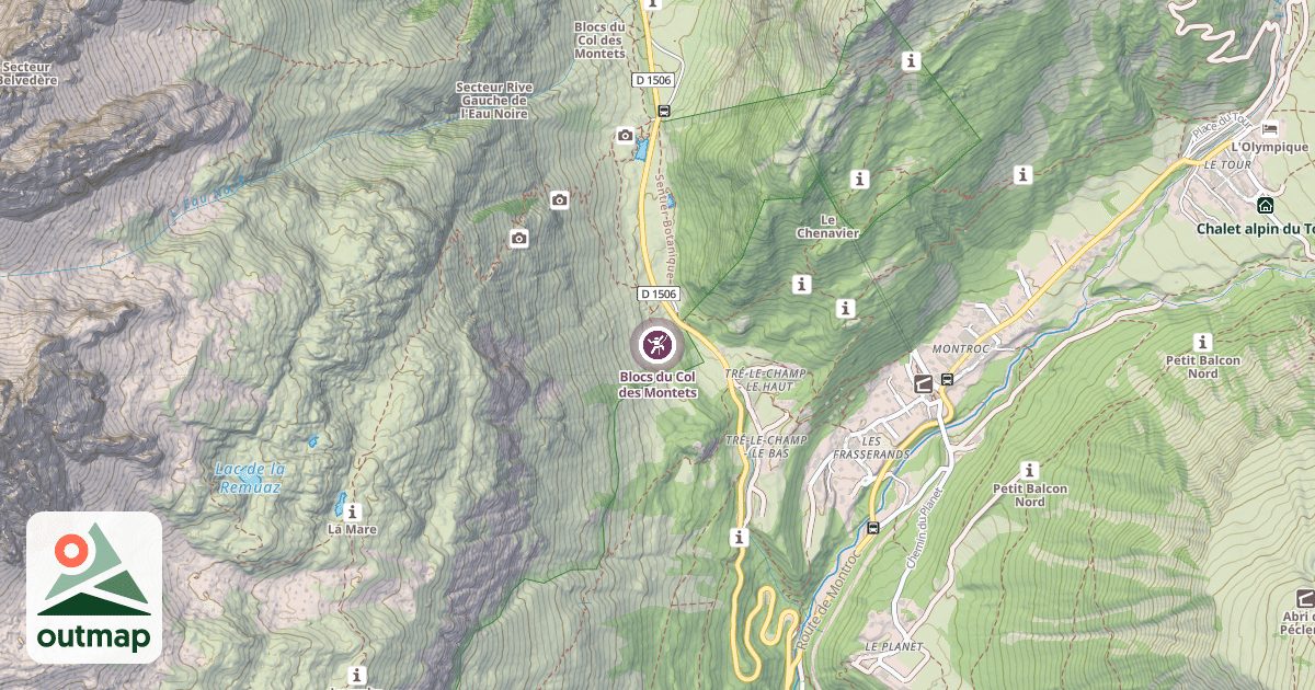 Map of Blocs du Col des Montets