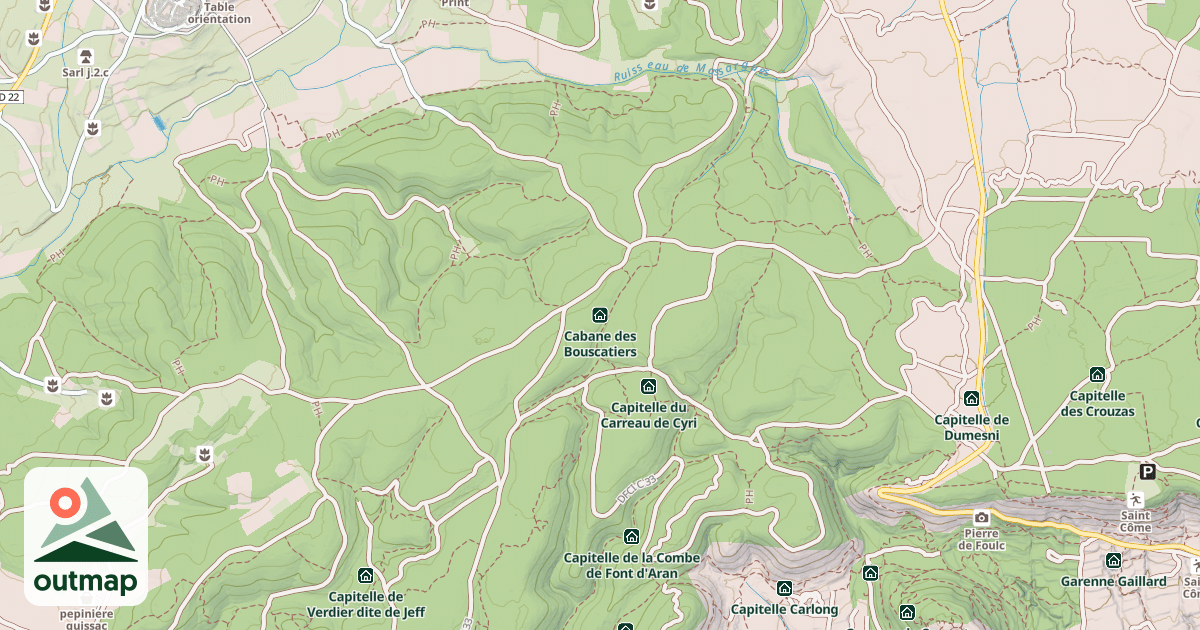 Map of Cabane des Bouscatiers