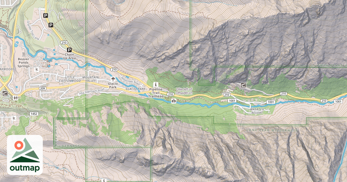 Map of Dike left of Offwidth