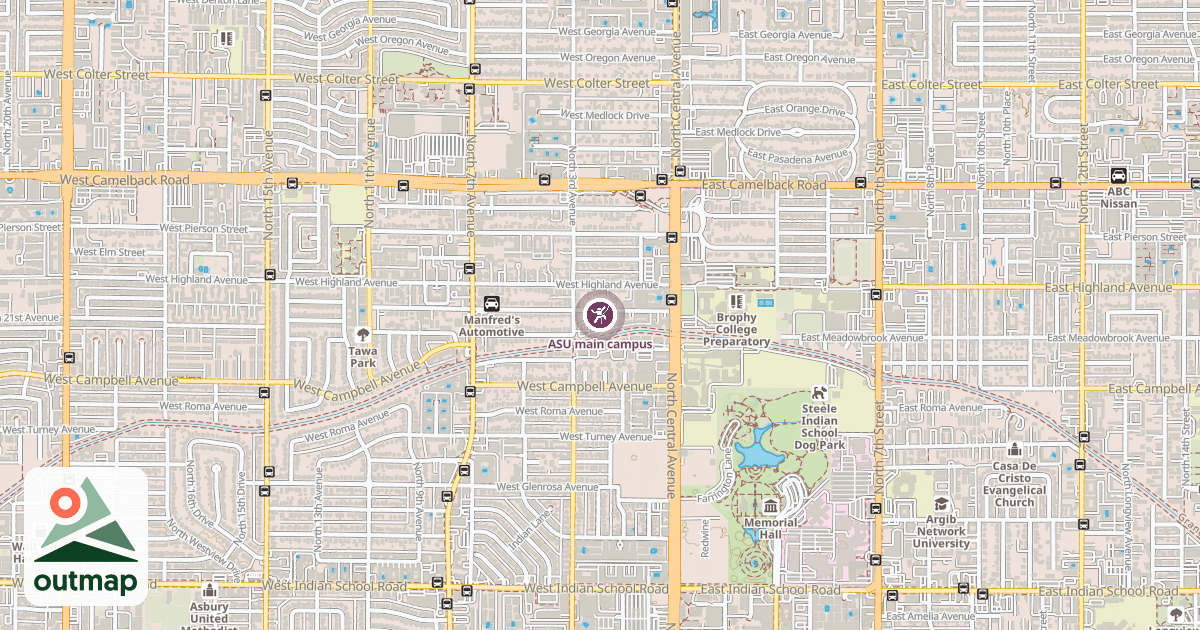 Map of ASU main campus