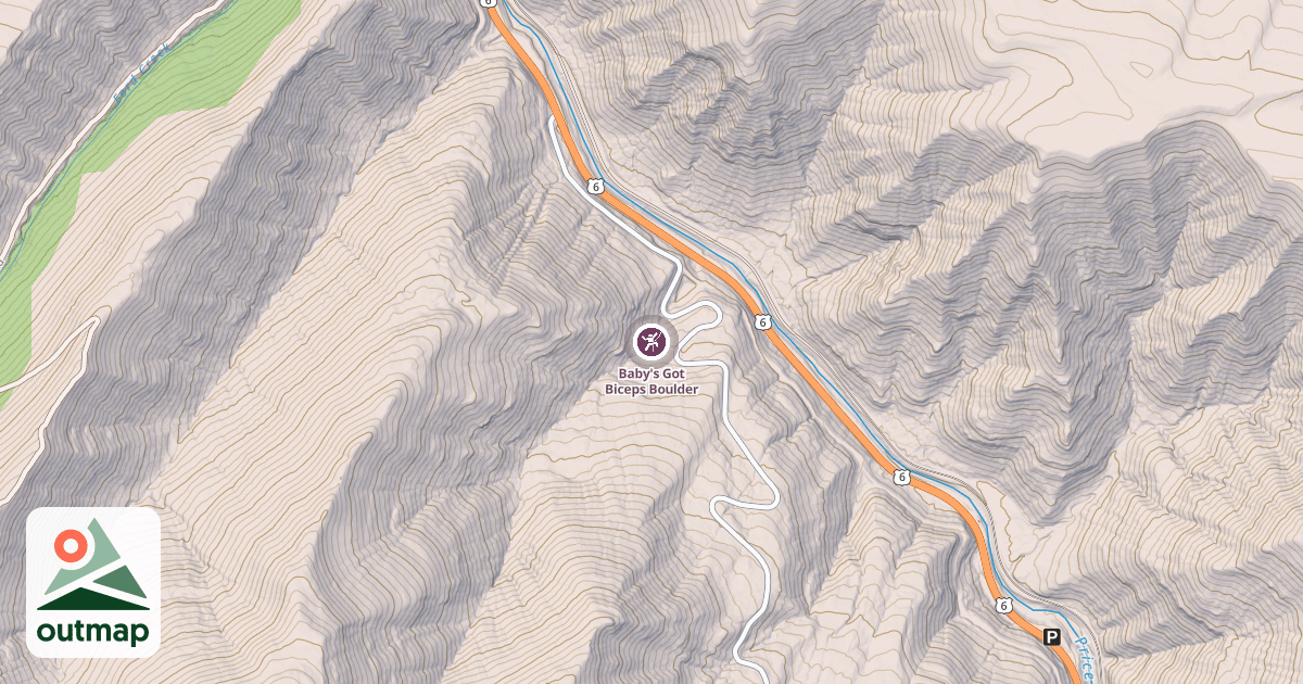 Map of Baby's Got Biceps Boulder