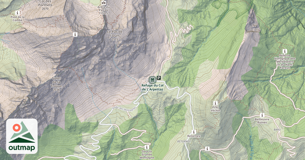 Map of Refuge du Col de L'Arpettaz