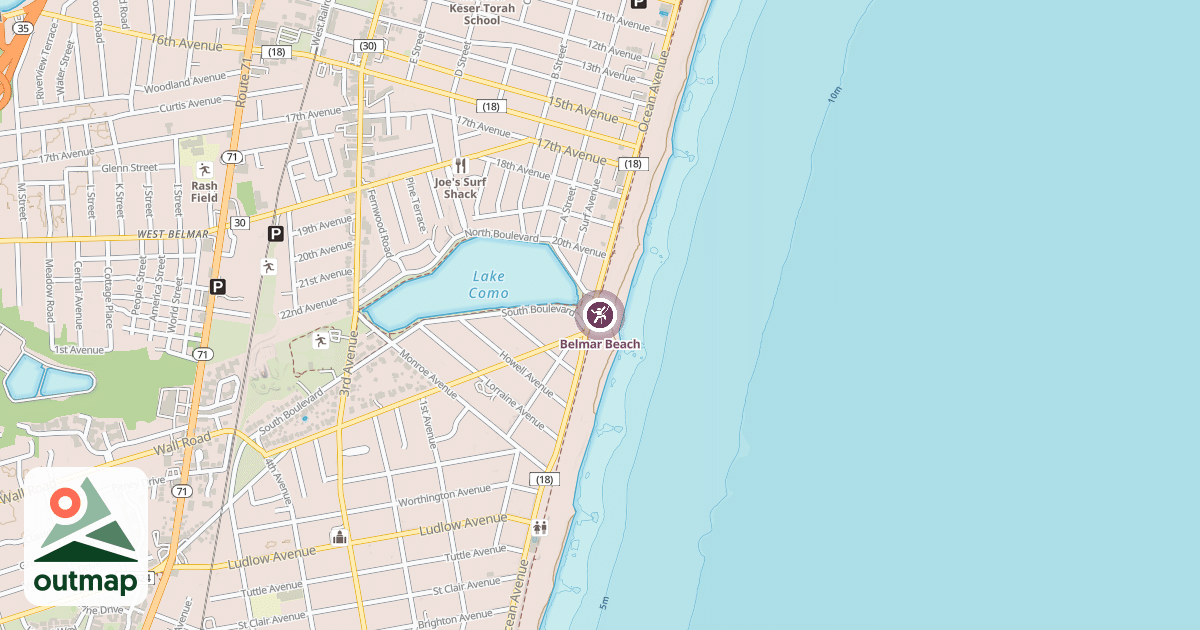 Map of Belmar Beach