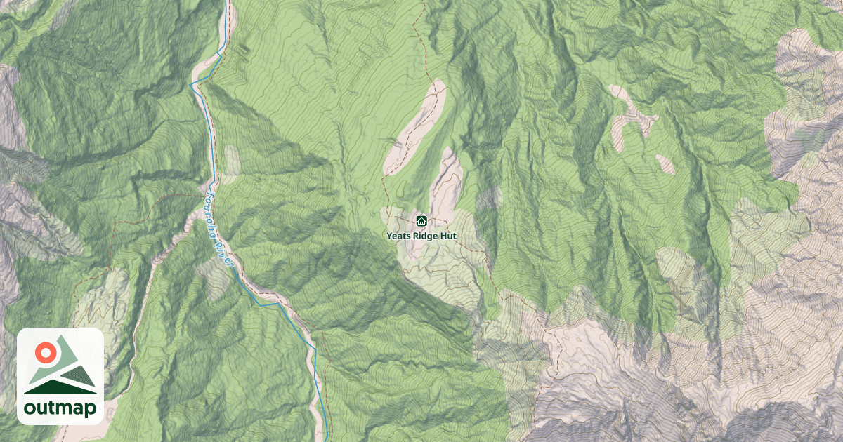 Map of Yeats Ridge Hut