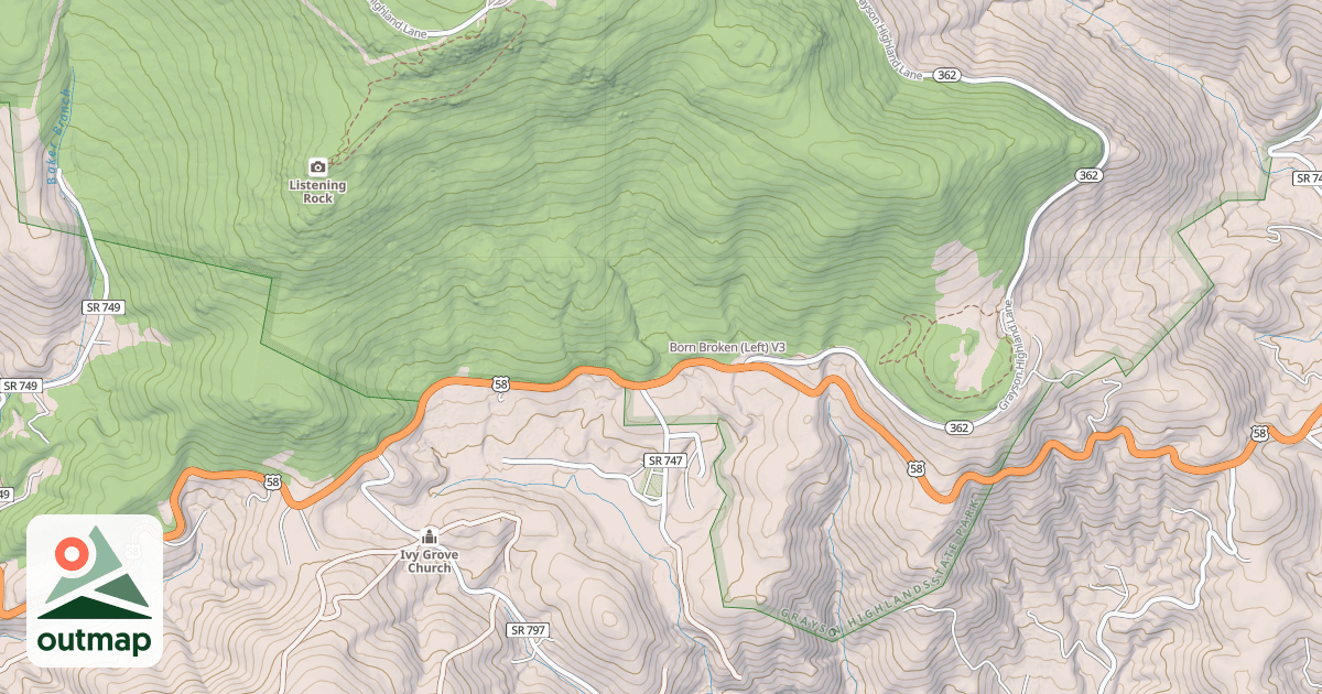 Map of Born Broken (Left) in Grayson