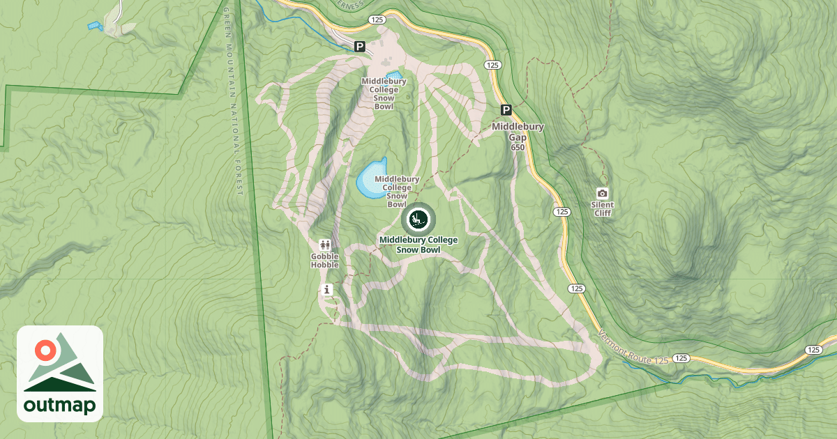 Map of Middlebury College Snow Bowl