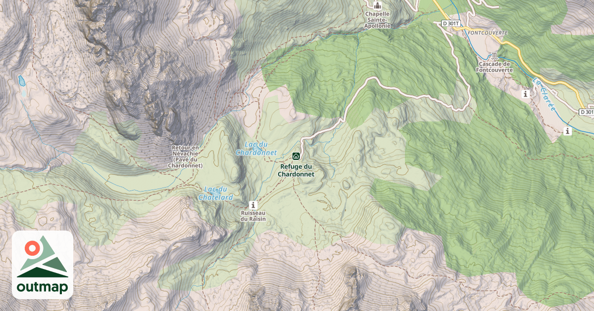 Map of Refuge du Chardonnet