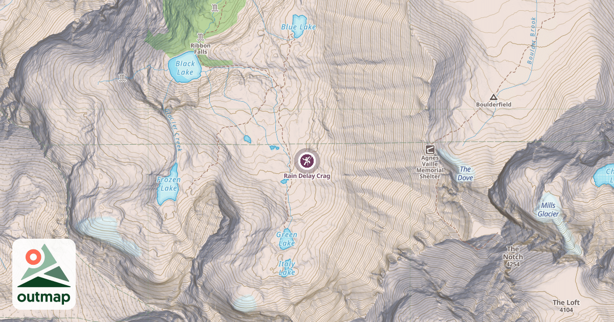 Map of Rain Delay Crag