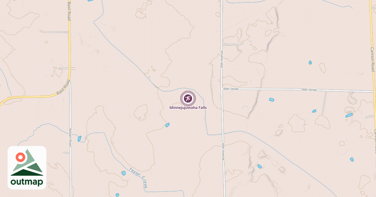 Map of Minnejujuwaha Falls