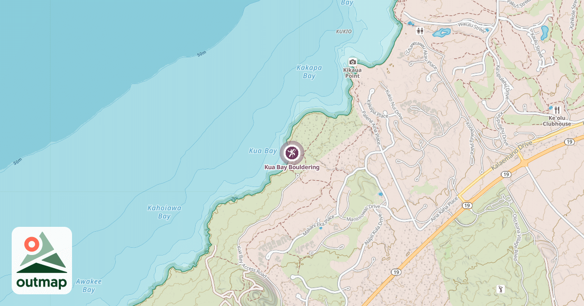 Map of Kua Bay Bouldering