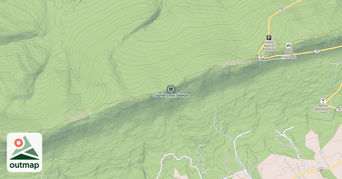 Map of Charlie Irvin Shelter