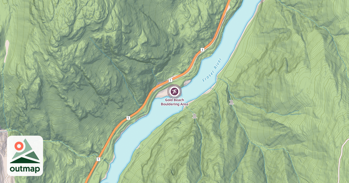 Map of Gold Beach Bouldering Area