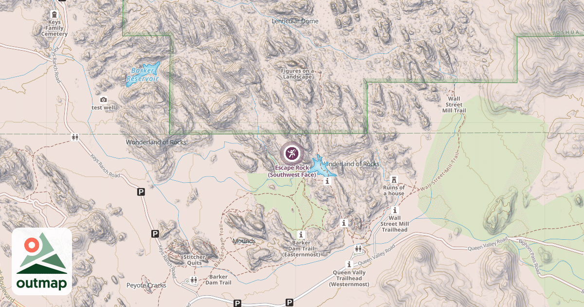 Map of Escape Rock (Southwest Face)