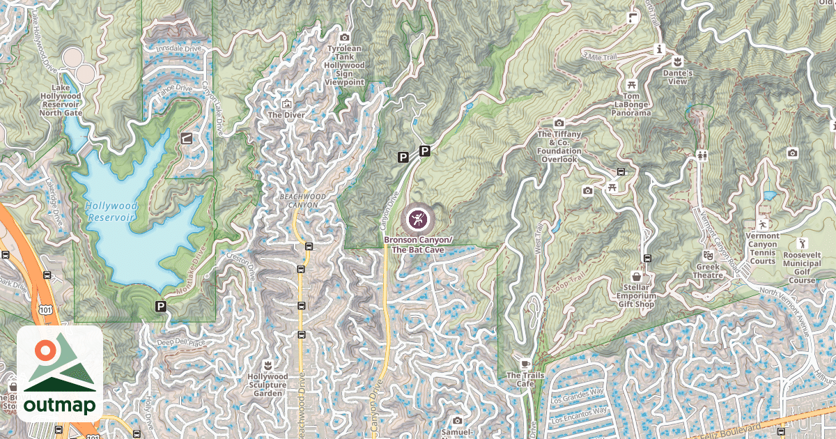 Map of Bronson Canyon/The Bat Cave