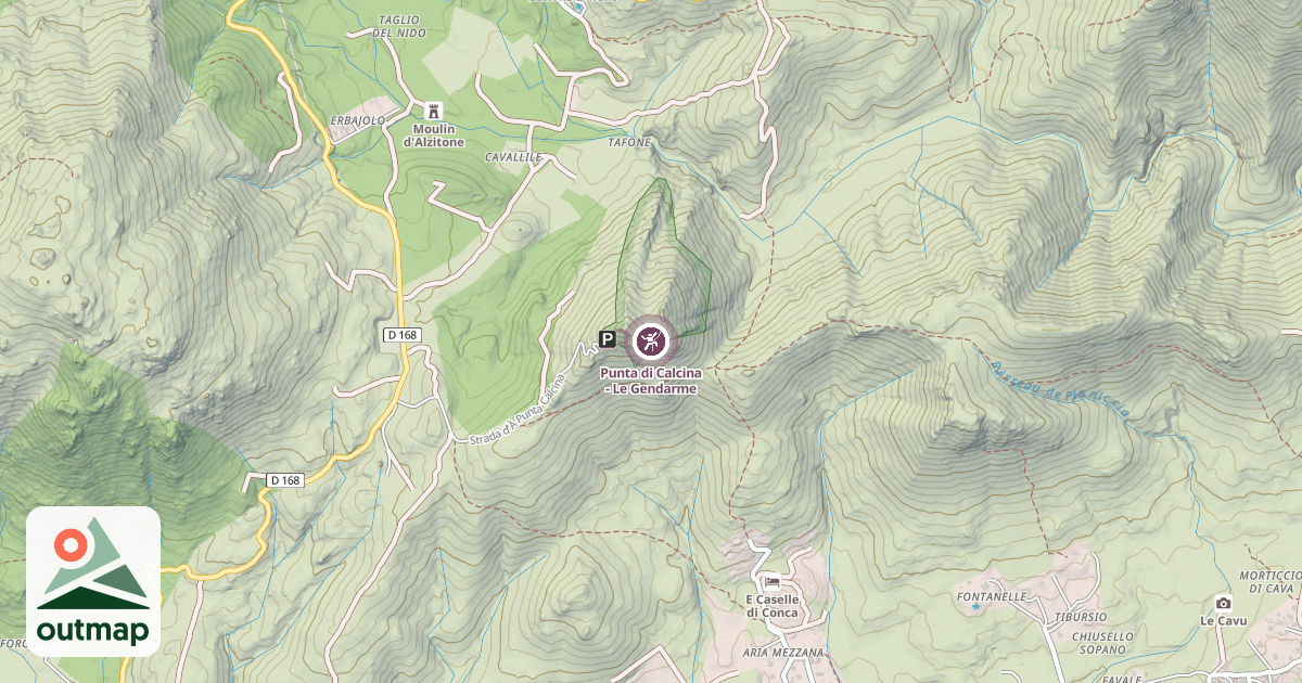 Map of Punta di Calcina - Le Gendarme