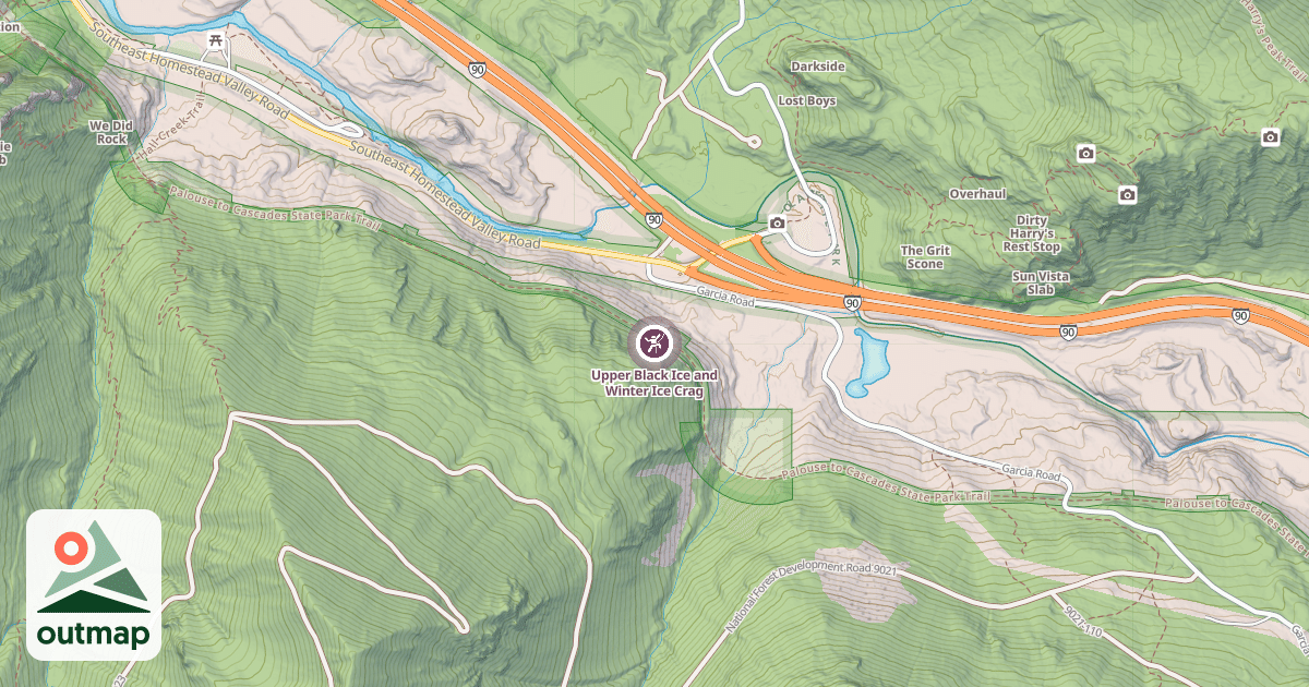 Map of Upper Black Ice and Winter Ice Crag