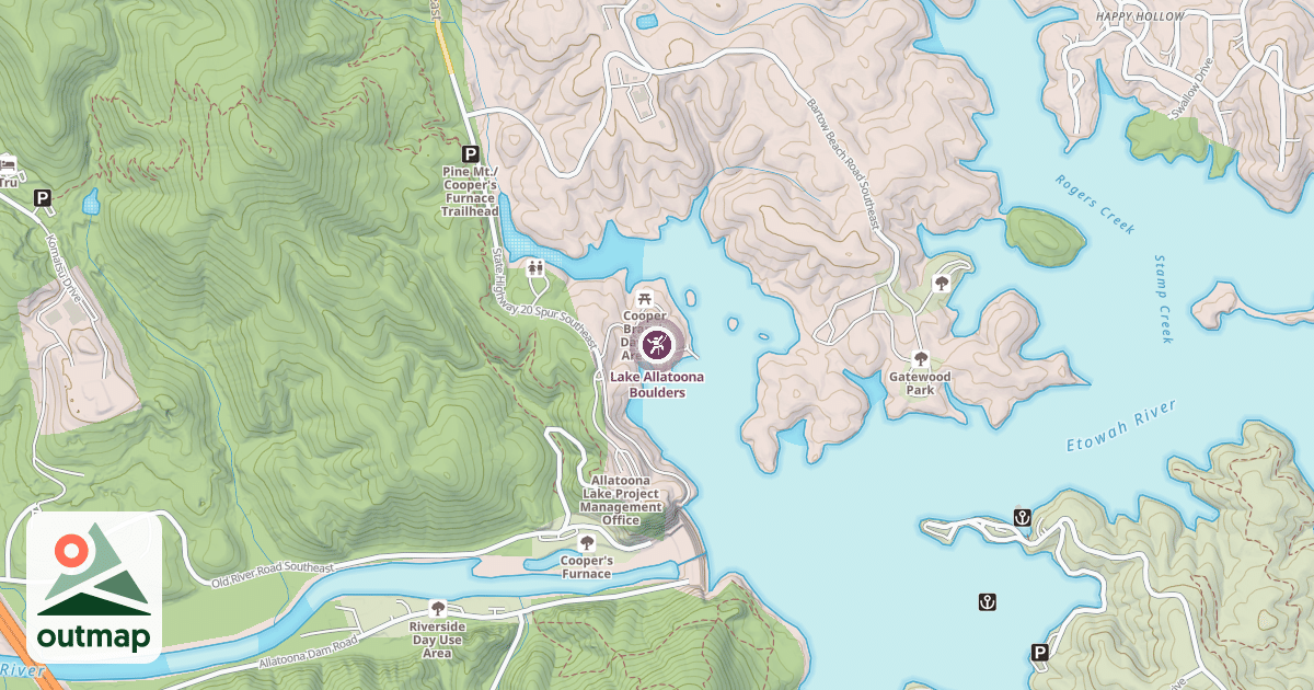 Map of Lake Allatoona Boulders