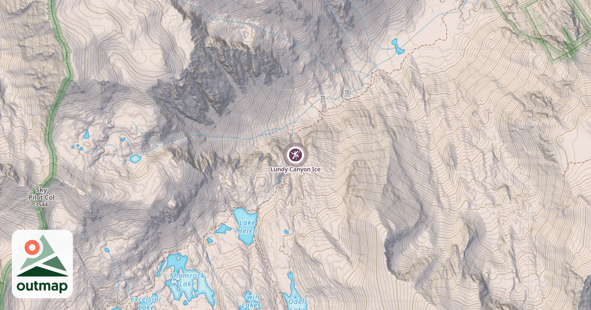 Map of Lundy Canyon Ice