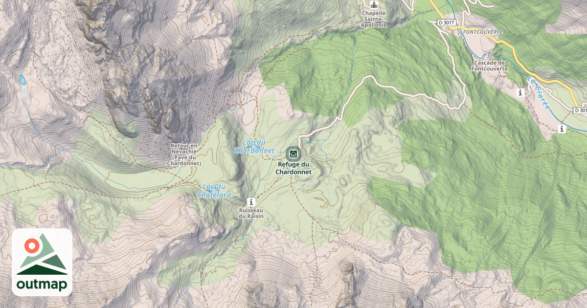 Map of Refuge du Chardonnet